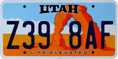 UT license plate Z398AF