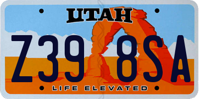 UT license plate Z398SA