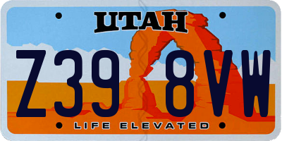 UT license plate Z398VW