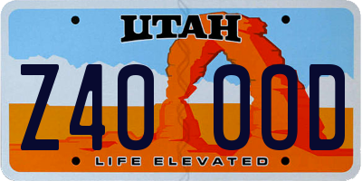 UT license plate Z400OD