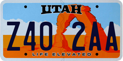 UT license plate Z402AA