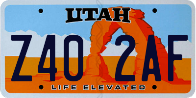 UT license plate Z402AF