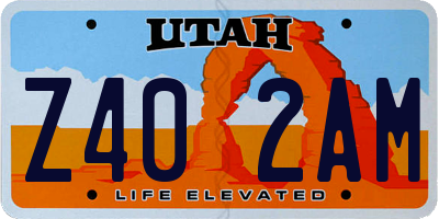 UT license plate Z402AM