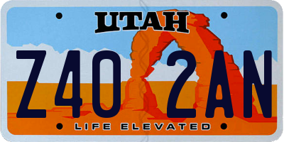 UT license plate Z402AN