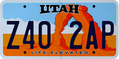 UT license plate Z402AP