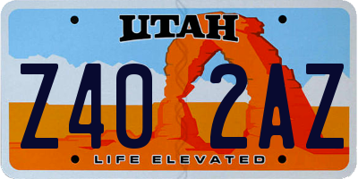 UT license plate Z402AZ