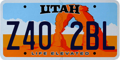 UT license plate Z402BL