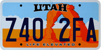 UT license plate Z402FA
