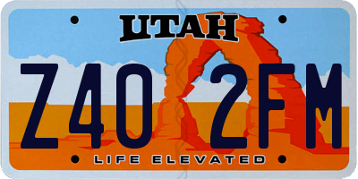 UT license plate Z402FM