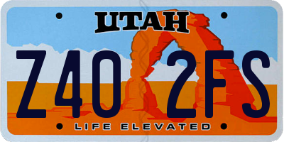 UT license plate Z402FS