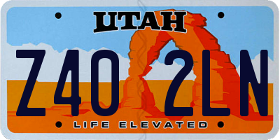 UT license plate Z402LN