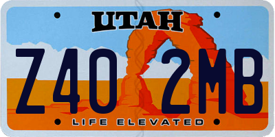 UT license plate Z402MB