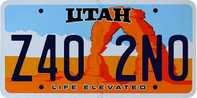 UT license plate Z402NO