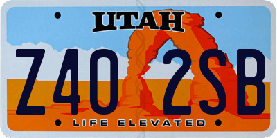 UT license plate Z402SB