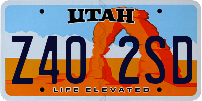 UT license plate Z402SD