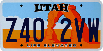 UT license plate Z402VW