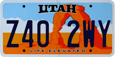 UT license plate Z402WY