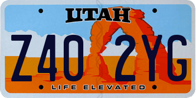 UT license plate Z402YG