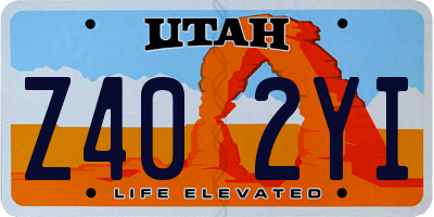 UT license plate Z402YI