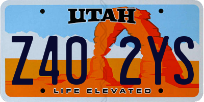 UT license plate Z402YS