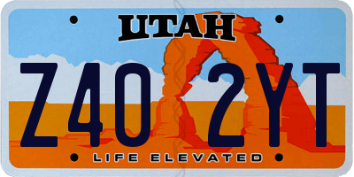 UT license plate Z402YT