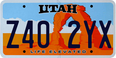 UT license plate Z402YX