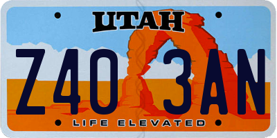 UT license plate Z403AN