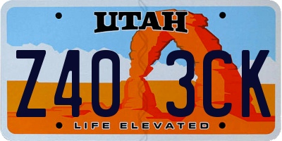 UT license plate Z403CK