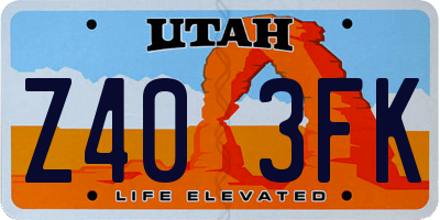 UT license plate Z403FK