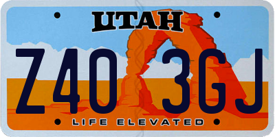 UT license plate Z403GJ