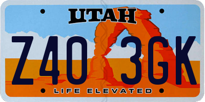 UT license plate Z403GK