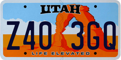 UT license plate Z403GQ