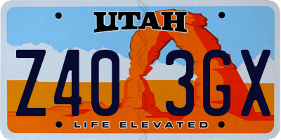 UT license plate Z403GX