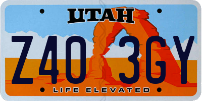 UT license plate Z403GY
