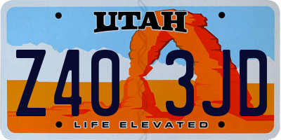 UT license plate Z403JD