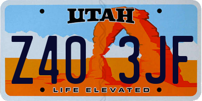UT license plate Z403JF