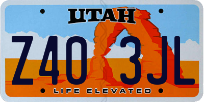 UT license plate Z403JL