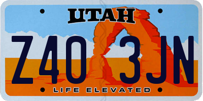 UT license plate Z403JN