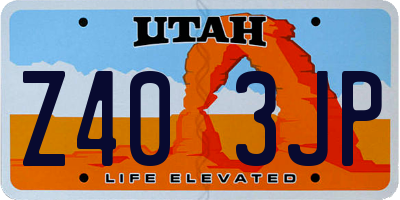 UT license plate Z403JP