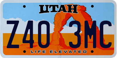 UT license plate Z403MC
