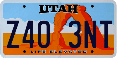 UT license plate Z403NT