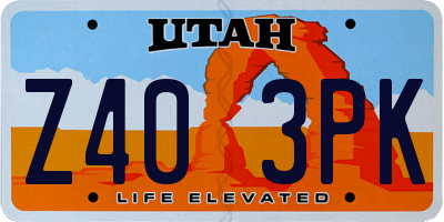 UT license plate Z403PK