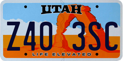 UT license plate Z403SC