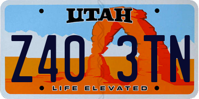 UT license plate Z403TN