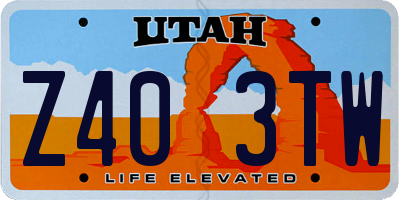 UT license plate Z403TW