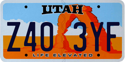 UT license plate Z403YF