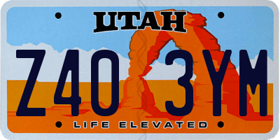 UT license plate Z403YM