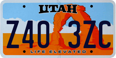 UT license plate Z403ZC