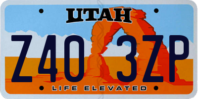 UT license plate Z403ZP