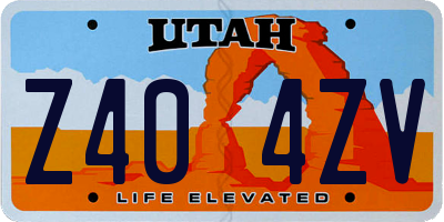 UT license plate Z404ZV